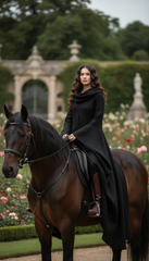 Mythical Treated-Linen Dress with Wide Sleeves & Large Hood | ملكى