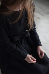 🌿 "Effortless Linen Maxi Dress – Gray & Black with Belt & Pockets | Comfort Meets Style!" 🌿| شيبه السيمبل