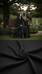 Mythical Treated-Linen Dress with Wide Sleeves & Large Hood | ملكى