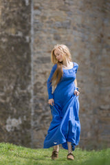 ⚔️ "Medieval-Inspired Linen Maxi Dress – Handcrafted Metal Rings & Lace-Up Corset Detail | Artistic Masterpiece!" ⚔️| حلقات