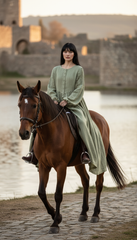 Long Black Linen Dress with Side Pockets | كرفته