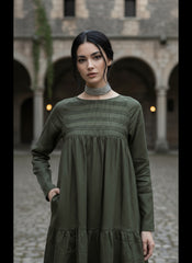 Maxi Linen Dress with Hidden Side Pockets|جنصات