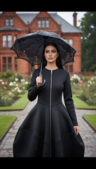 Bold Black Zipper Dress — Timeless Elegance in Two Luxurious Fabrics| غطس