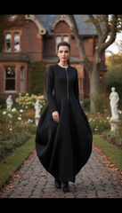 Bold Black Zipper Dress — Timeless Elegance in Two Luxurious Fabrics| غطس
