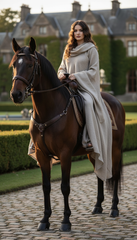 Mythical Treated-Linen Dress with Wide Sleeves & Large Hood | ملكى