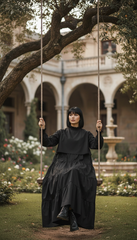 🖤 "Black Lycra Maxi Dress – Flowy Tiers & Comfortable Cuffs |  🖤 | ادوار استك