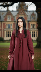 Maxi Linen Dress with Side Pockets | طوبى