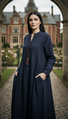 Maxi Linen Dress with Side Pockets | طوبى