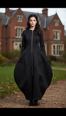 Bold Black Zipper Dress — Timeless Elegance in Two Luxurious Fabrics| غطس
