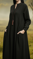 Maxi Linen Dress with Side Pockets | طوبى