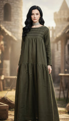 Maxi Linen Dress with Hidden Side Pockets|جنصات