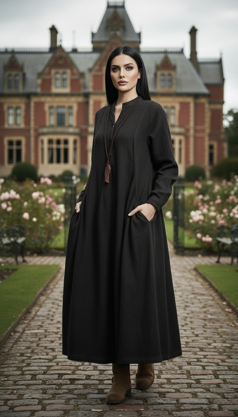 Maxi Linen Dress with Side Pockets | طوبى