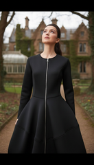 Bold Black Zipper Dress — Timeless Elegance in Two Luxurious Fabrics| غطس