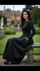 Bold Black Zipper Dress — Timeless Elegance in Two Luxurious Fabrics| غطس