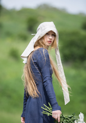 ⚔️ "Medieval-Inspired Linen Maxi Dress – Handcrafted Metal Rings & Lace-Up Corset Detail | Artistic Masterpiece!" ⚔️| حلقات