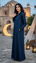 Modern kaftan crafted from a premium cotton-linen blend for effortless elegance.