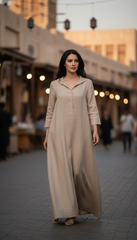 Modern kaftan crafted from a premium cotton-linen blend for effortless elegance.