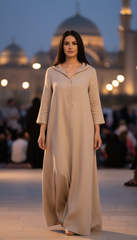 Modern kaftan crafted from a premium cotton-linen blend for effortless elegance.