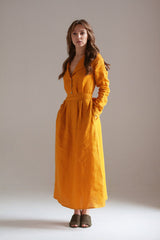 Maxi Dress with sleeves – Long Sleeves & Wooden Buttons |🌿 ريفير