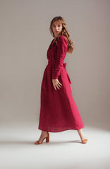 Maxi Dress with sleeves – Long Sleeves & Wooden Buttons |🌿 ريفير
