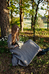 🌿 "Effortless Linen Maxi Dress – Gray & Black with Belt & Pockets | Comfort Meets Style!" 🌿| شيبه السيمبل
