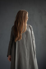 🌿 "Effortless Linen Maxi Dress – Gray & Black with Belt & Pockets | Comfort Meets Style!" 🌿| شيبه السيمبل