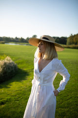 Maxi Dress with sleeves – Long Sleeves & Wooden Buttons |🌿 ريفير