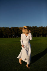 Maxi Dress with sleeves – Long Sleeves & Wooden Buttons |🌿 ريفير