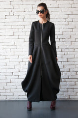 Bold Black Zipper Dress — Timeless Elegance in Two Luxurious Fabrics| غطس