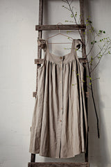 Black Prairie Dress, Linen Dress with Flutter Sleeves, Oversized Apron, Linen Dress with Wings, Linen Dress for Women, Victorian Style| مريله