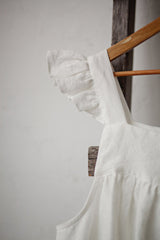 Black Prairie Dress, Linen Dress with Flutter Sleeves, Oversized Apron, Linen Dress with Wings, Linen Dress for Women, Victorian Style| مريله