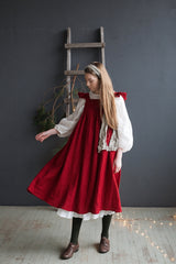 Black Prairie Dress, Linen Dress with Flutter Sleeves, Oversized Apron, Linen Dress with Wings, Linen Dress for Women, Victorian Style| مريله