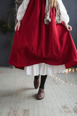 Black Prairie Dress, Linen Dress with Flutter Sleeves, Oversized Apron, Linen Dress with Wings, Linen Dress for Women, Victorian Style| مريله