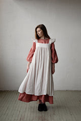 Black Prairie Dress, Linen Dress with Flutter Sleeves, Oversized Apron, Linen Dress with Wings, Linen Dress for Women, Victorian Style| مريله