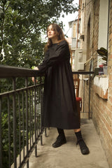 Black Midi Dress with Comfortable Stretch Details | بلكون