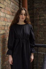 Black Midi Dress with Comfortable Stretch Details | بلكون