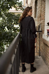 Black Midi Dress with Comfortable Stretch Details | بلكون