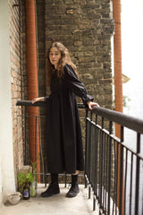 Black Midi Dress with Comfortable Stretch Details | بلكون
