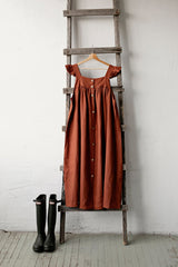 Black Prairie Dress, Linen Dress with Flutter Sleeves, Oversized Apron, Linen Dress with Wings, Linen Dress for Women, Victorian Style| مريله