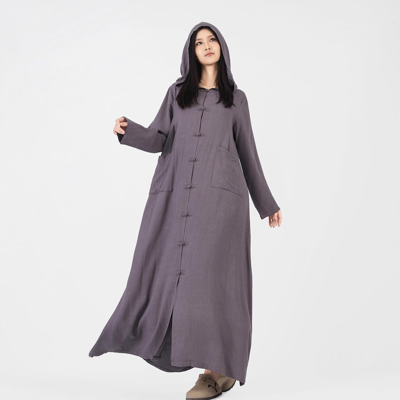 Japanese-Style Linen Kaftan – Elegant, Artistic & Versatile