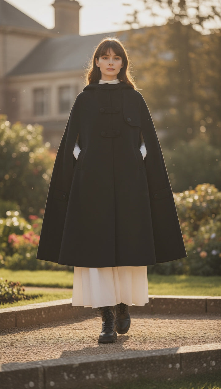 Medieval-Inspired Cape with Large Hood — Timeless Elegance |مانطو
