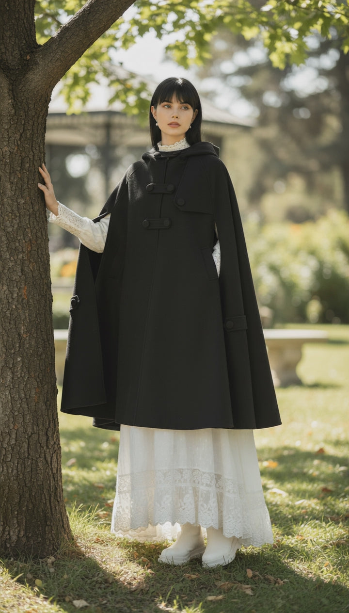 Medieval-Inspired Cape with Large Hood — Timeless Elegance |مانطو