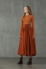 Linen Skirt with Waist Tie — Vintage Elegance | Skirt Tie